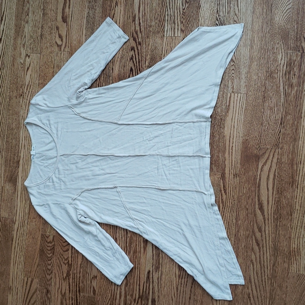 (L) Indigo Thread Co. Soft Rayon Blend ¾ Sleeve Top Cottagecore Neutral Comfy